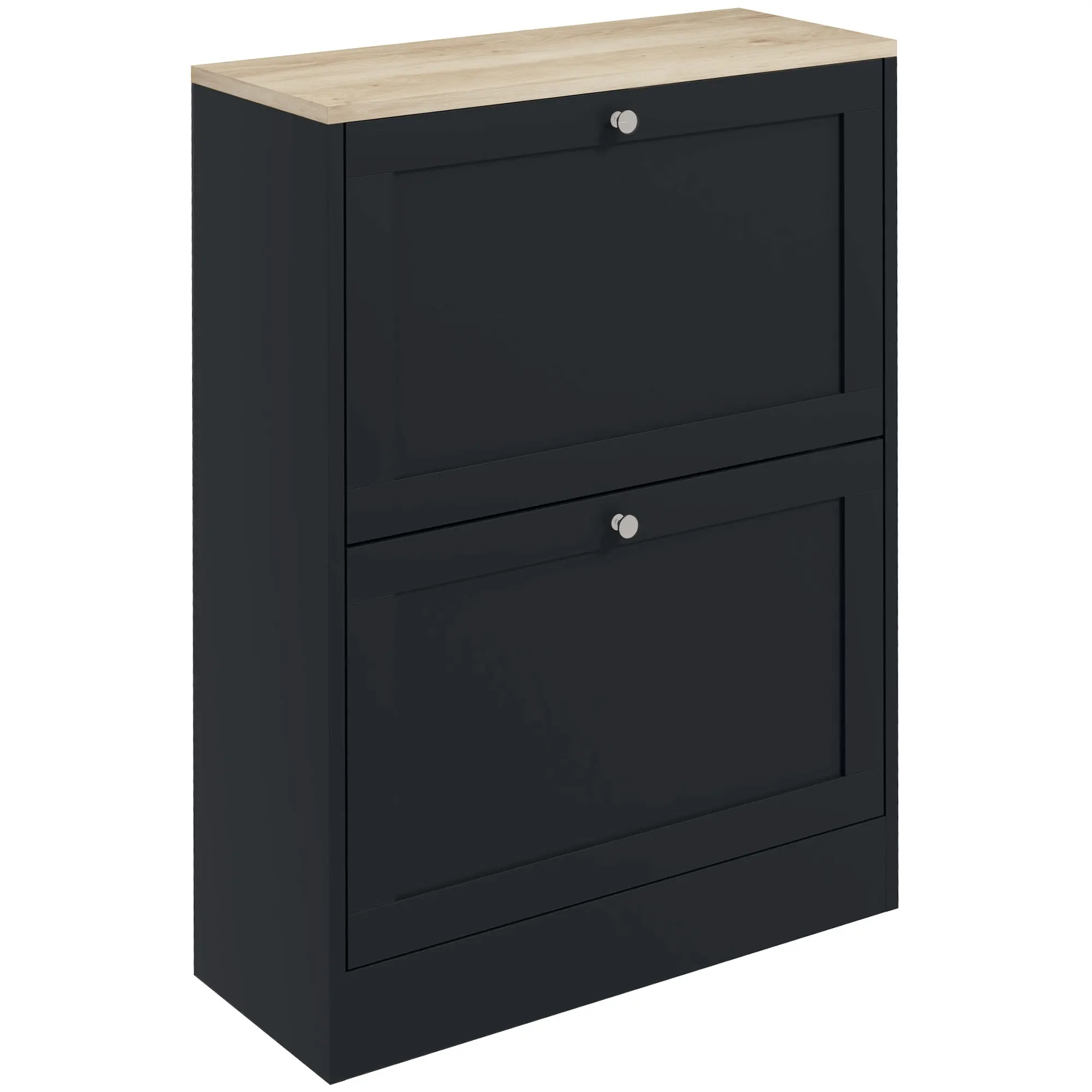 HOMCOM Shoe Storage Cabinet with 2 Flip Drawers, Wooden Freestanding Shoe Organizer with Adjustable Shelves for Entryway, Hallway, Black