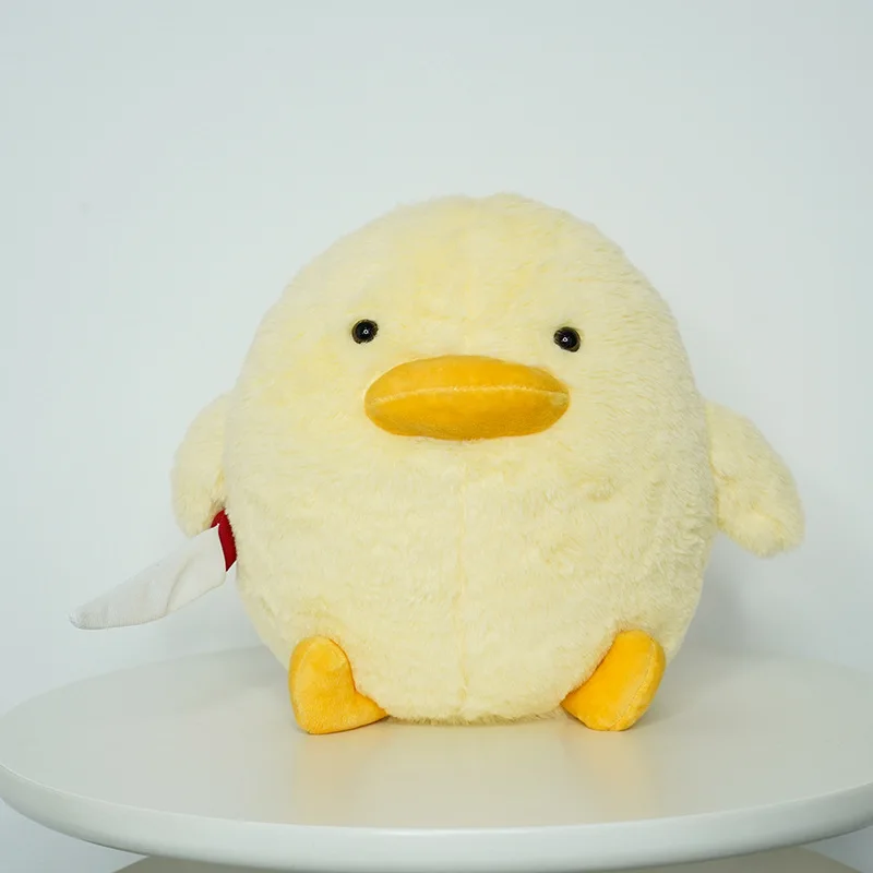 28cm Cute Cartoon Toy Duck With Knife Plush Funny Arrogant Little Yellow Duck Soft Stuffed Doll Home Kawaii Pillow Gift For Kids