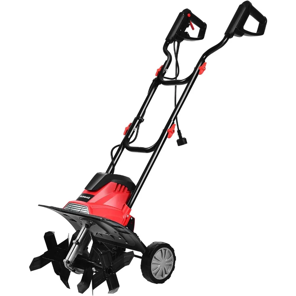 

10 Amp Electric Tiller, Corded Rototiller Tool w/ Foldable Handle & 4 Tines, 14-Inch Tilling Width, Lightweight Garden Cultivato