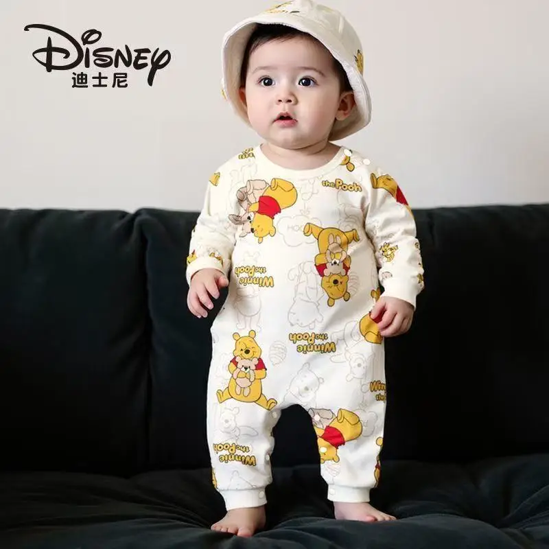 

Spring Autumn Newborn Baby Boy Romper Cartoon Winnie the Pooh Print Long Sleeve Jumpsuit Cotton Kid Girl Bodysuit Outfit Clothes
