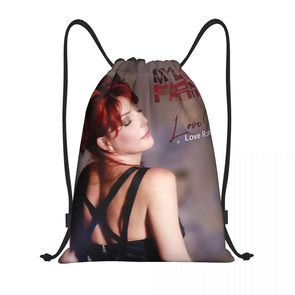 

Beautiful Mylene Farmer Drawstring Backpack Women Men Gym Sport Sackpack Portable French Singer Training Bag Sack