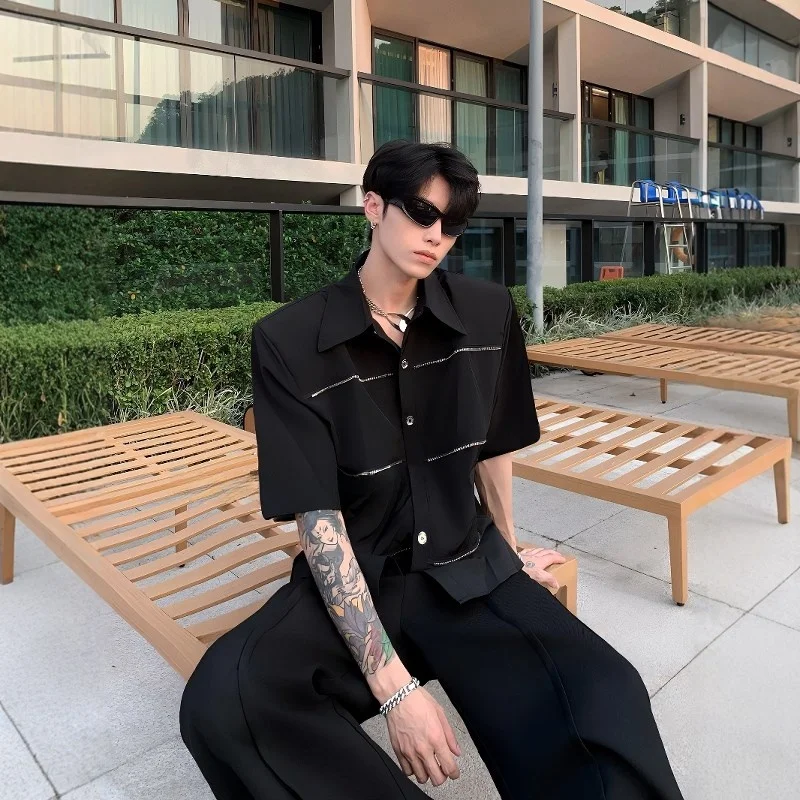 

Мужская футболка Bla Carbon Club с металлической молнией, дизайнерскими накладками на плечах, летняя, дышащая, приталенного кроя