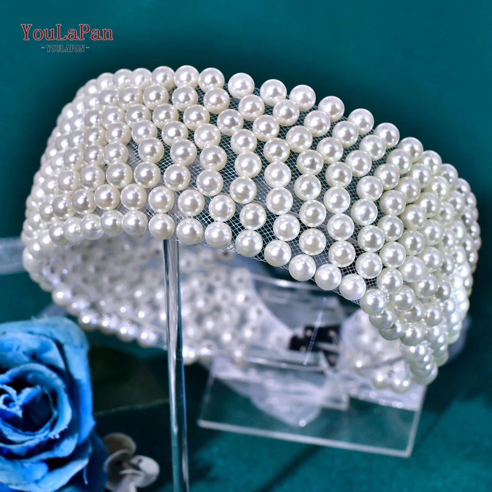 

YouLaPan Bridal Pearl Headpiece Wedding Hair Band Bride Hair Accessories Fashion Headband Banquet Party Hairwear Jewelry HP890