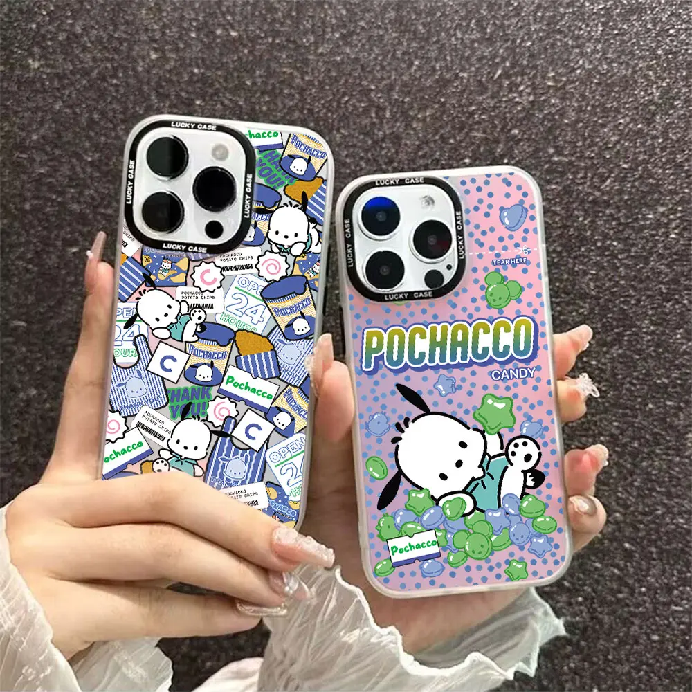 Cartoon Pochacco Hot Sanrios Funny Phone Case for OPPO Reno 5 6 7 7Z 8 8T 10 Pro Plus 4G 5G Matte Aurora Laser Cover image 2