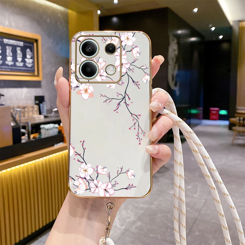 Note 13 Plum Blossom Luxury Plating Phone Case For Xiaomi Redmi Note 13 13Pro 12 11S 12S 13R 12R 11Pro 13ProPlus 11T 12Pro Cover