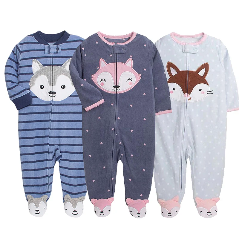 2024 New in Fleece Jumpsuit Autumn Long Sleeved Newborn Boys Girls Zipper Sweater Children's Clothing Toddler Jumpsuit 0 To 12M