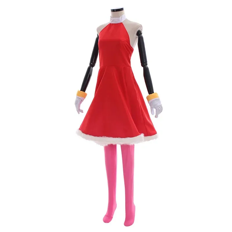 

Women's Anime Amy Rose Cosplay Costume Red Dress Suit Game Sonic Outfit for Halloween Party Carnival Comic Con Adult Uniform