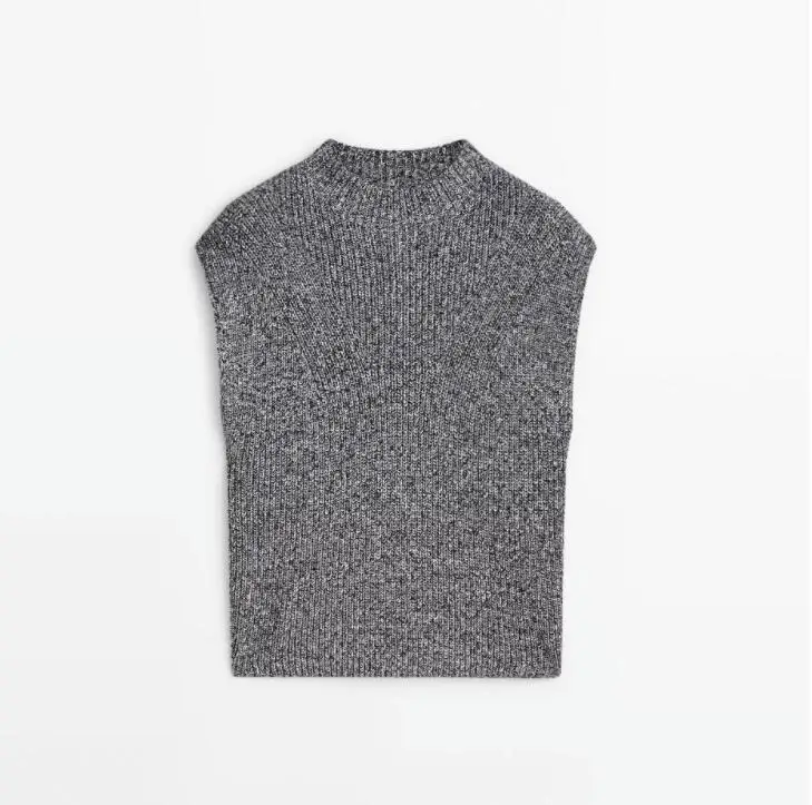 

Laid-ba mat Sle Knitted Vest f High Collar New Arrival Autumn 2024 Women's Faion Knitted Sweater
