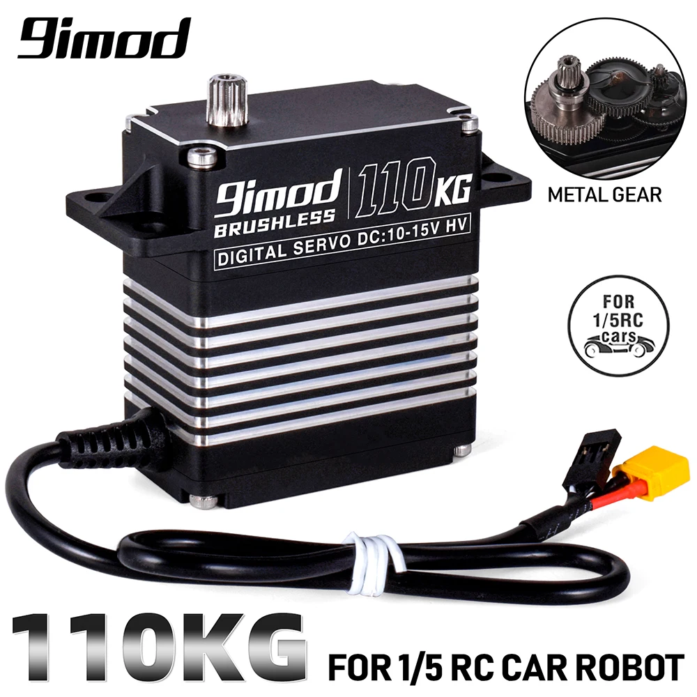 

9IMOD Digital Servo 110Kg High Torque Waterproof Brushless Motor HV Metal Gear with 15T Servo Horn for 1/5 RC Car Robot DIY