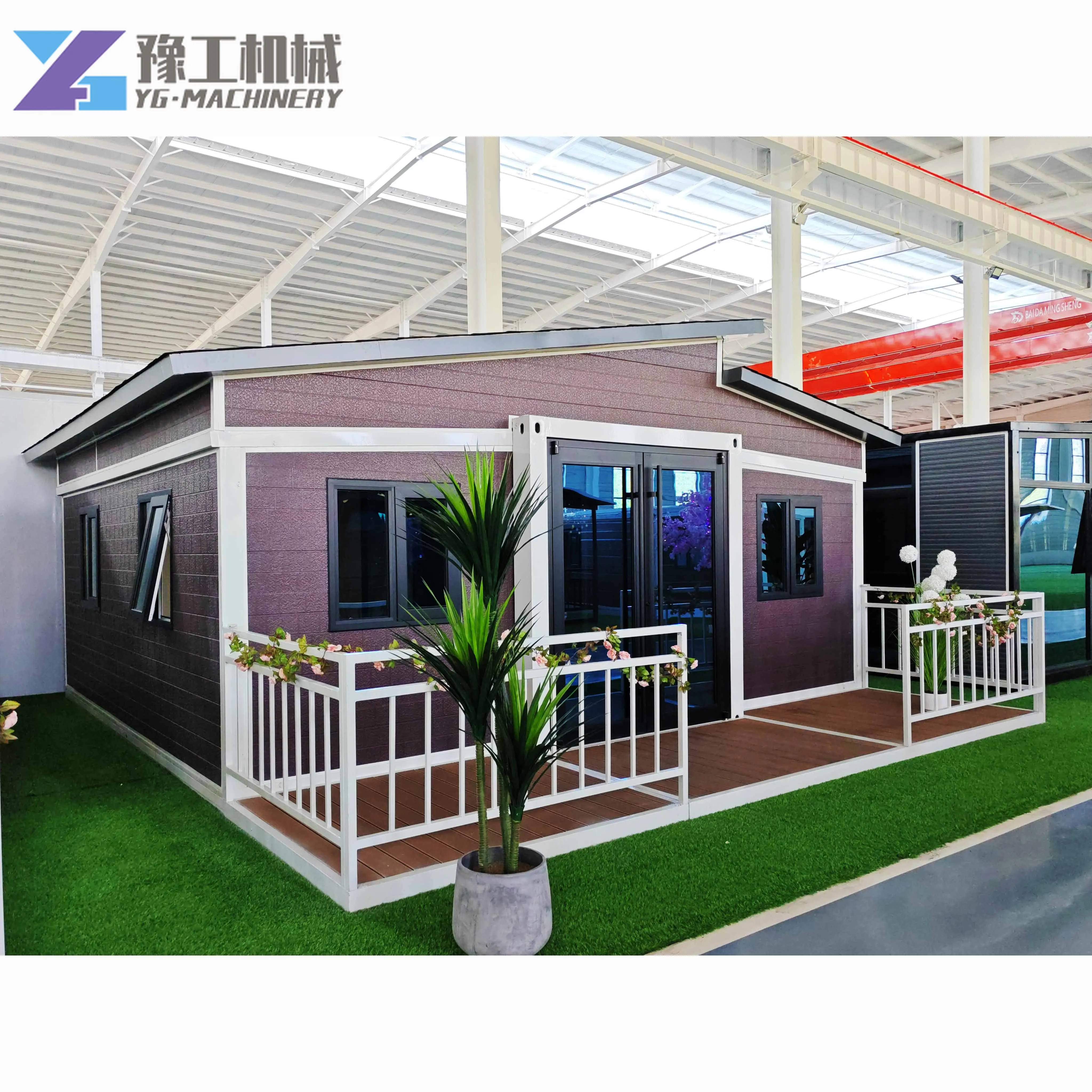 YG Luxury Mobile Folding Double Wing Prefabricated House Steel Frame Metal Container Luxury Terrace Room