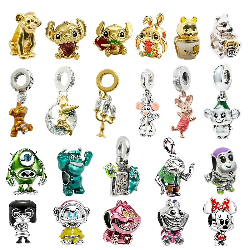 

Original Charm Beads,Disney Cinderella Gus Mouse Dangle Charm&Disney Stitch Charm Beads,Fit Pendant Bracelet Women Jewelry Gift.