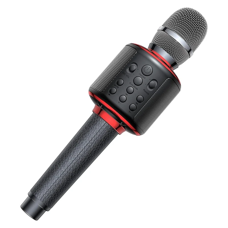 Microfone sem fio Bluetooth Karaoke, microfones portáteis portáteis, máquina de alto-falante com duplo cantar para casa, 4 em 1