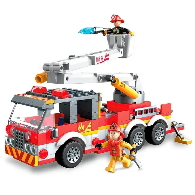 

Original Small Particle Building Toy City Rescue and Chasing Set GLK54 Fire Truck Assembly GLK55