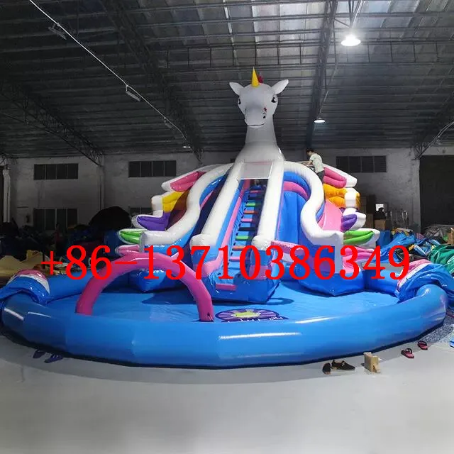 

Outdoor large inflatable pool slide pool combination