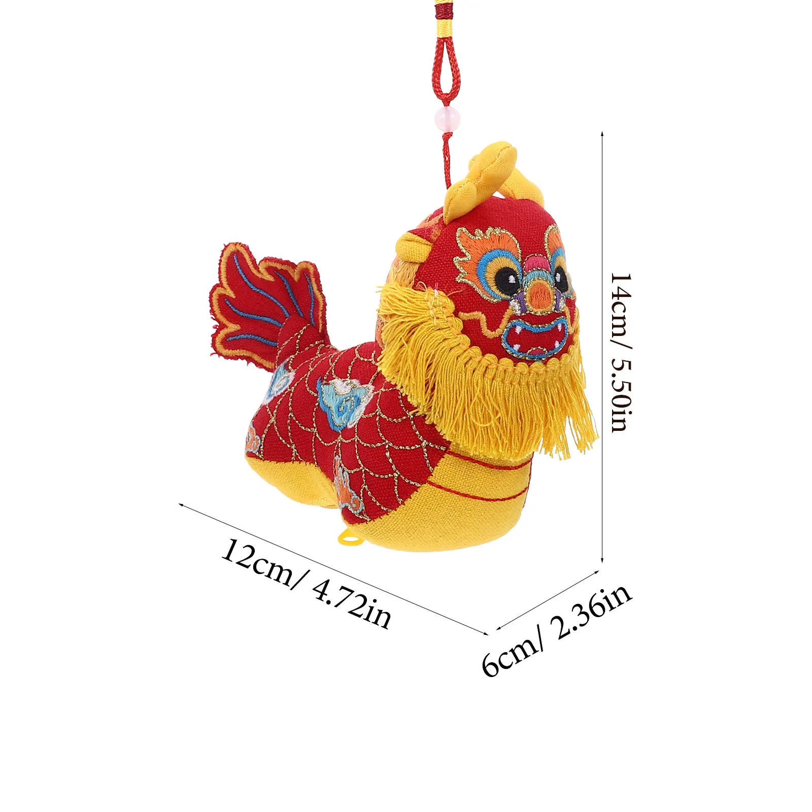 Drago mascotte appeso decorazione animale di peluche in stile cinese per la parete di casa dell'auto regalo di Capodanno colore brillante artigianato squisito