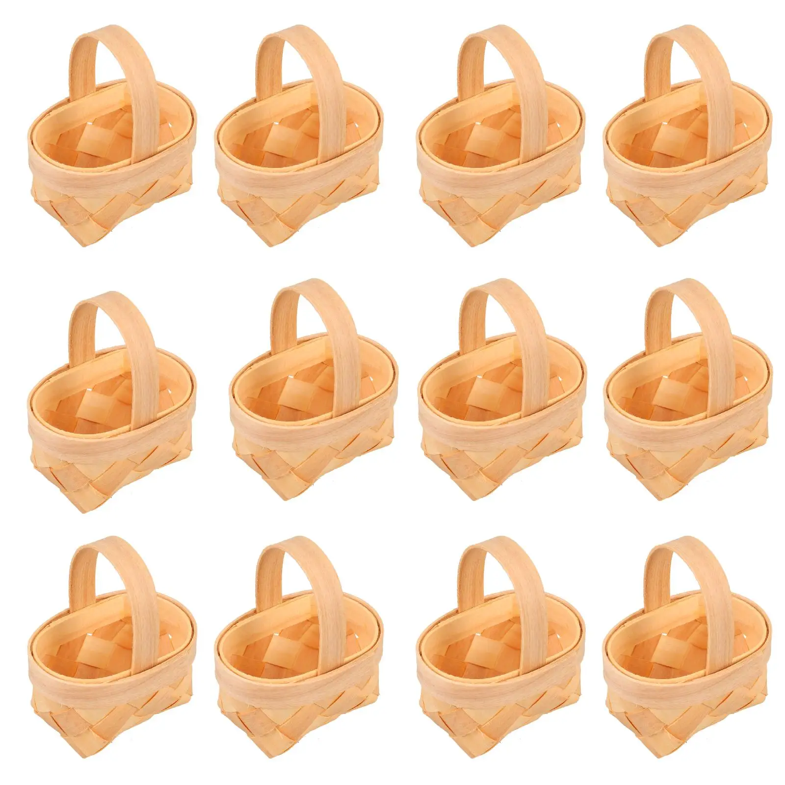 

20 Pcs Mini Woven Candy Baskets Handmade Wooden Chocolate Hamper Kids Toy Storage Gift Packaging Basket For Home Use