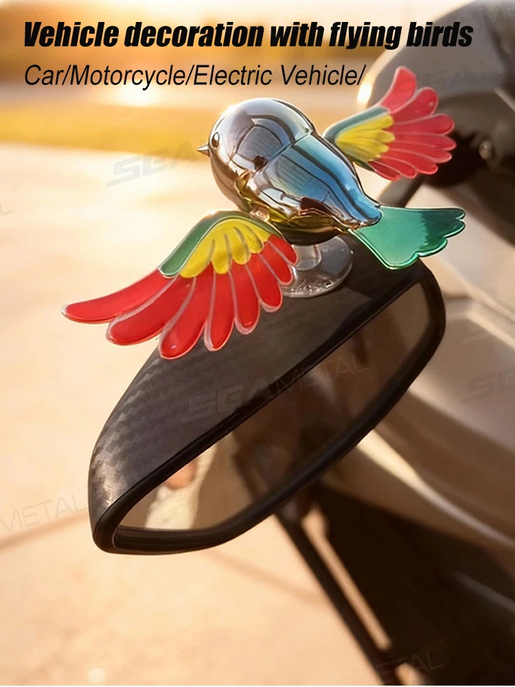 AliExpress NONE BLALION 2025 New Simulated Flying Bird Car Ornament Wing Can Swing Wind-Powered Bird in Flight Decor Car Moto Bicycle Decoration