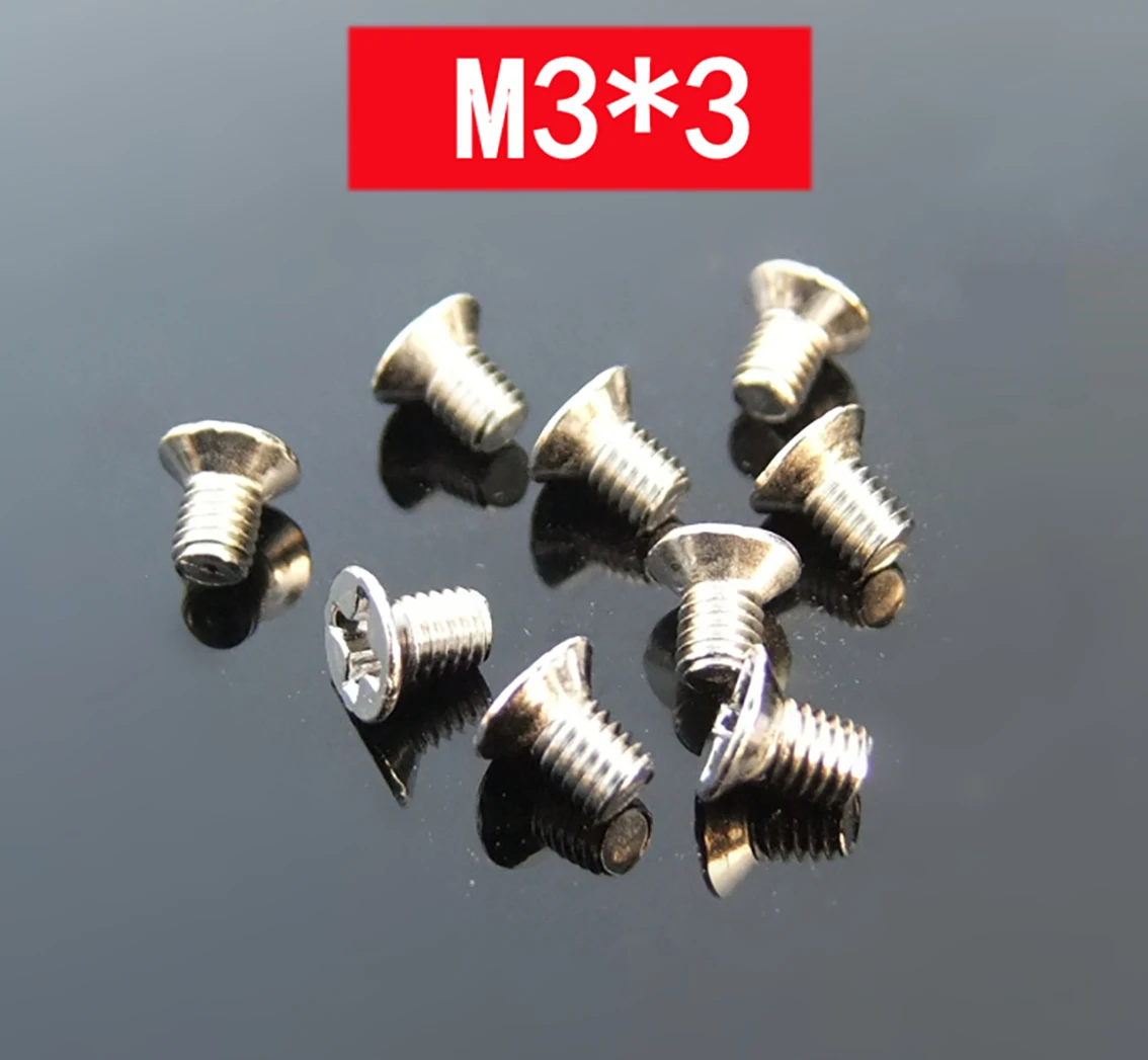 Flat Head Phillips Small Screw M3x3mm Electroplated Nickel Countersunk Cross Bolts Hardware Fastener
