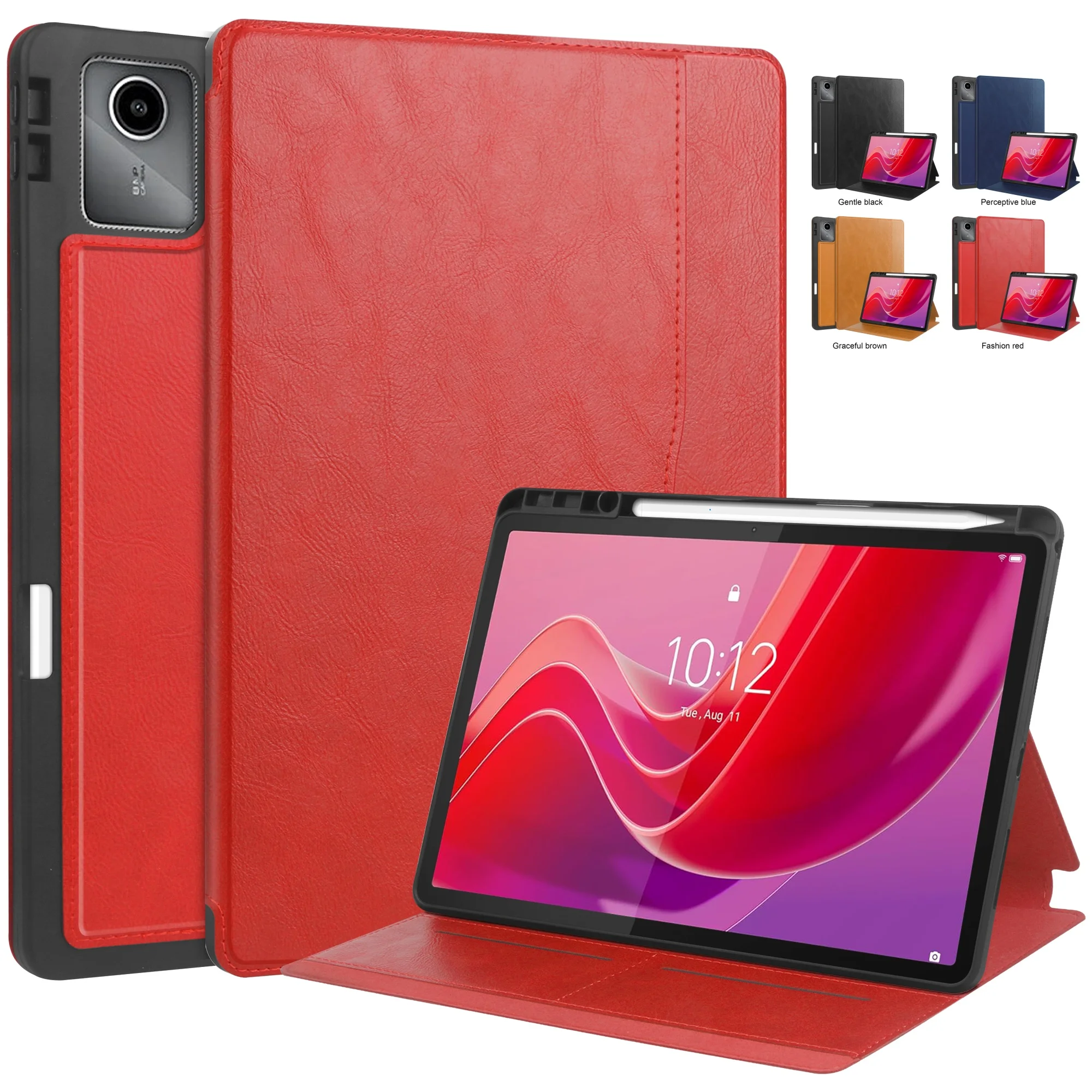 for Lenovo Tab M11 Leather TPU Business Tablet Protective Cover Case for Xiaoxin Pad 11 2024 TB330FU TB331FC Built-in Pen Slot