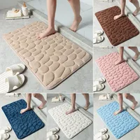 1pc Non Slip Bathroom Mat Non-slip Pebble Carpets Bathroom Mats Absorbent Floor Toilet Memory Foam Mat Door Floor Mats
