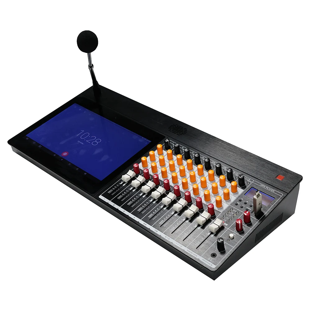 IP Wireless Network Partition Paging Intercom System with Microphone Built-in Siren Portable Design Mixer Input for Broadcast