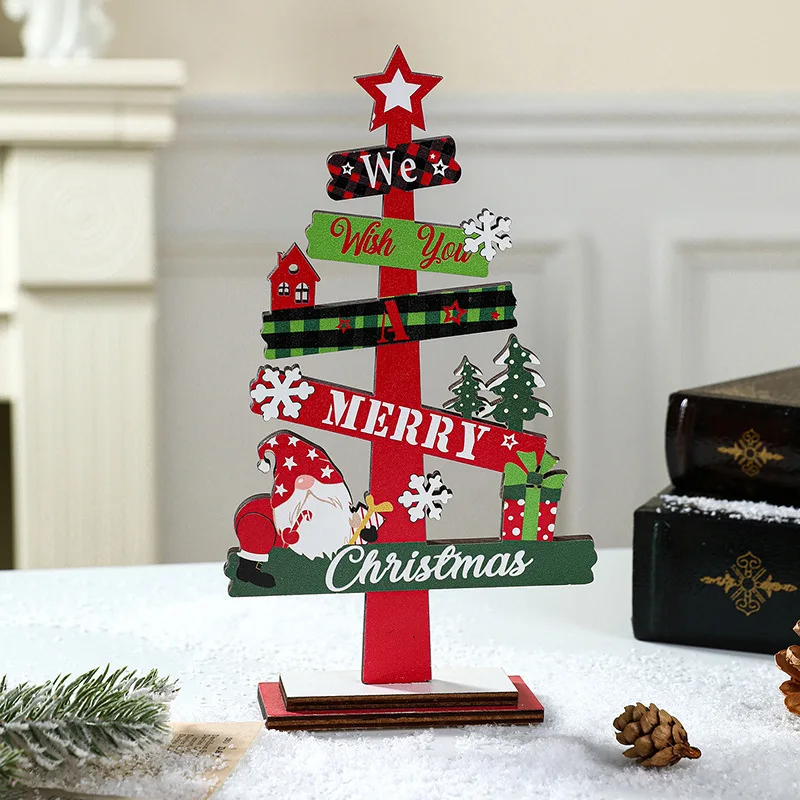 

Christmas Decorations Home English Letter Advertising Wooden Signs Creative Letter Tree shaped Ornament Tabletop Decorations