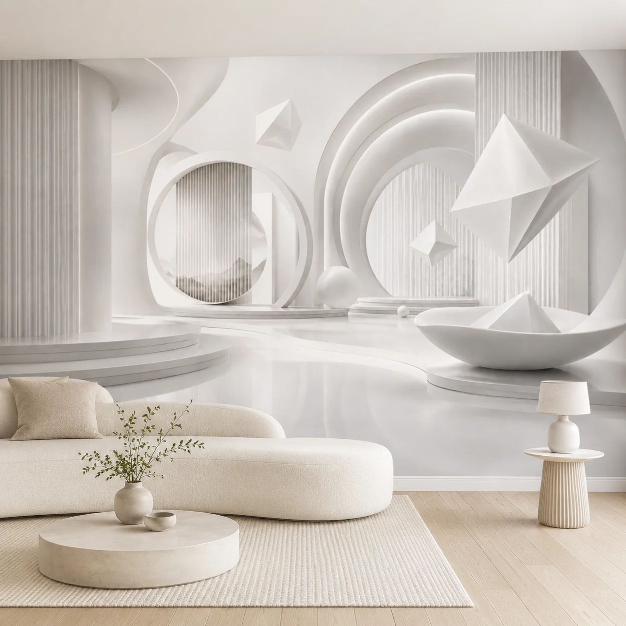 White Arch Tunnel Wall Mural Modern Futuristic Geometric Wallpaper Living Room Bedroom Decor Non Self Adhesive Glue Required
