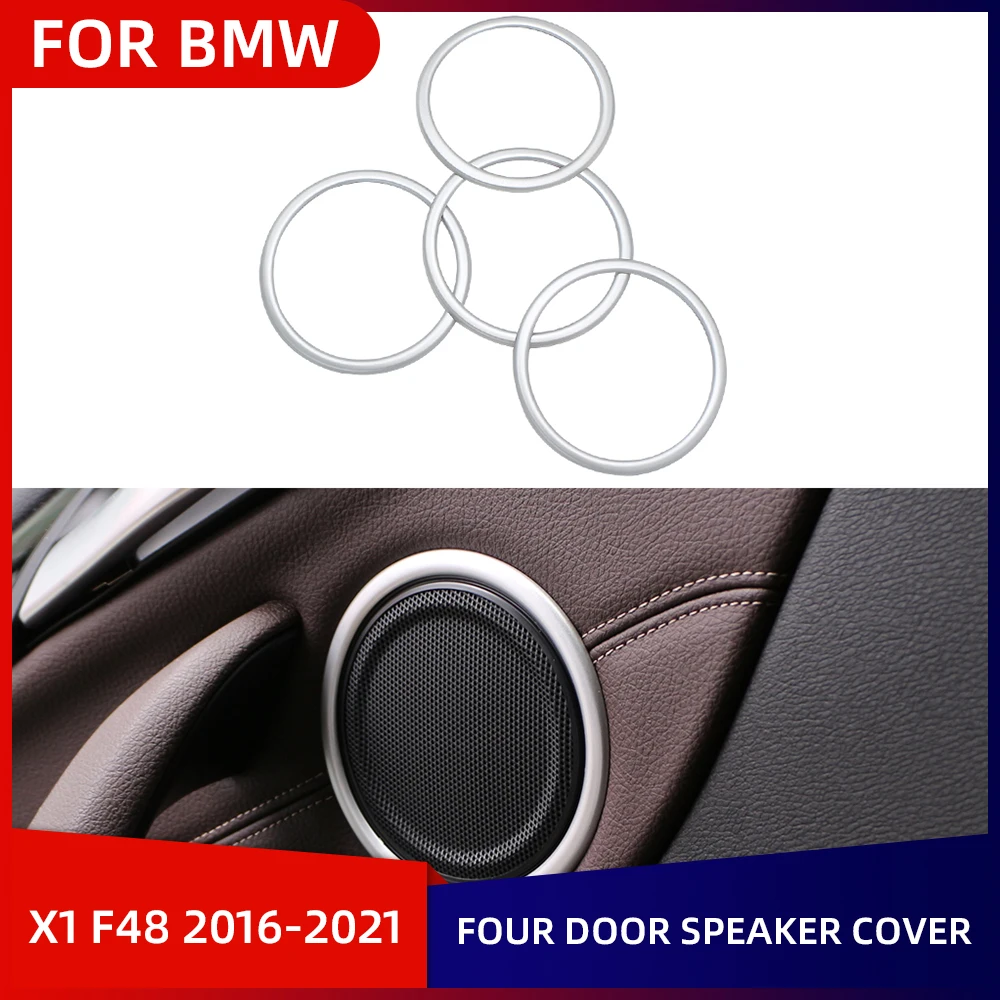 4pcs/Set Four Door Speaker Cover Ring Trim Sticker for BMW X1 F48 2016 2017 2018 2019 2020 2021 2022 Car Interior Accessories