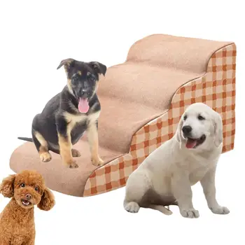 휴대용 강아지 계단, 고양이 사다리, 이동식 미끄럼 방지 애완 동물 등반 램프, 작은 동물 강아지 새끼 고양이 용품, 4 단계