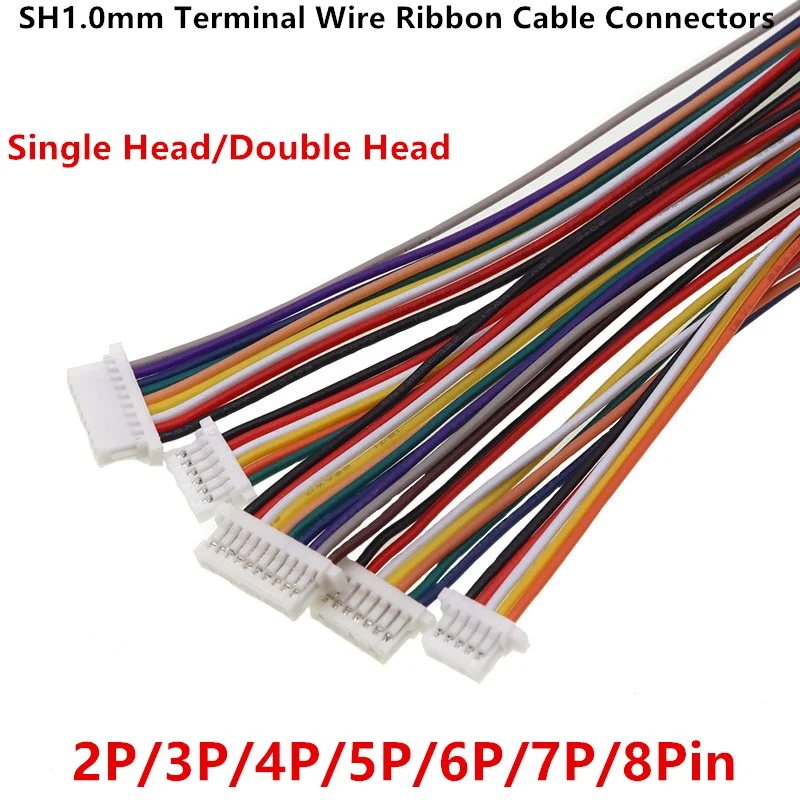 10PCS SH1.0mm Pitch Terminal Wire Set 2P/3P/4P/5P/6P/7P/8P Electronic Wire Ribbon Cable Connectors for Electrical Engineering