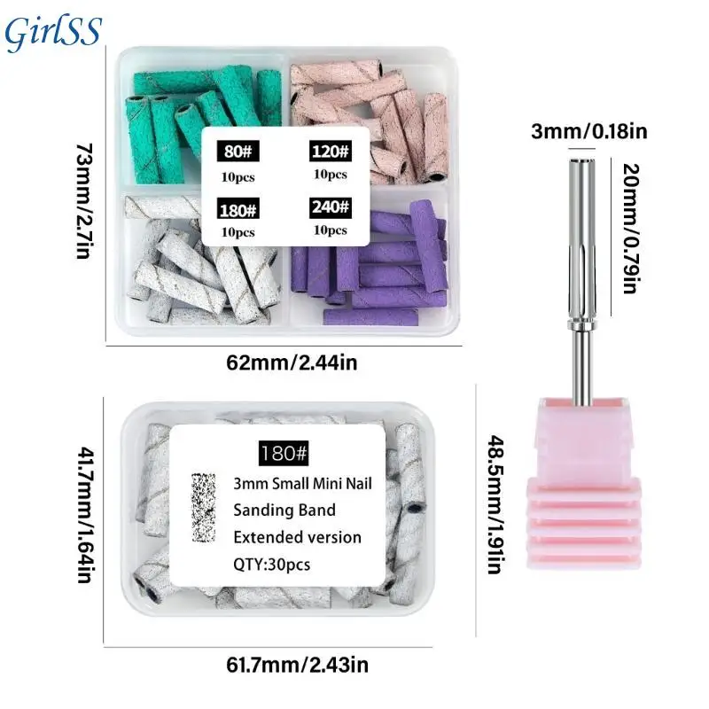 아크릴 네일을위한 작은 샌딩 밴드 네일 파일 샌딩 밴드 형성 매니큐어 및 페디큐어 용품 T4MB