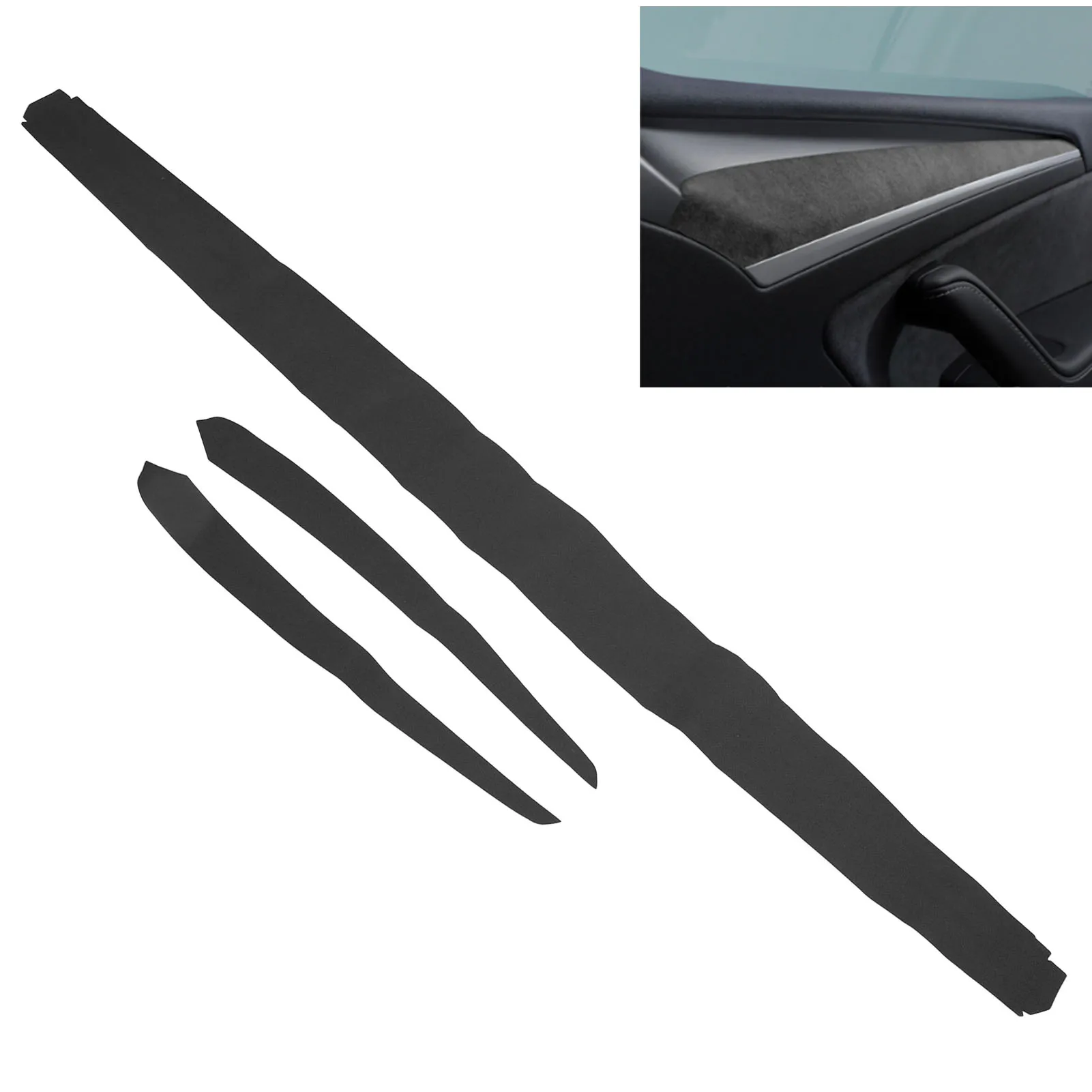 Interior Door Panel Molding Trim Soft Suede Dash Cover Wrap Trim Replacement for Tesla Model 3 Y 2019 2020 2021 2022 2023