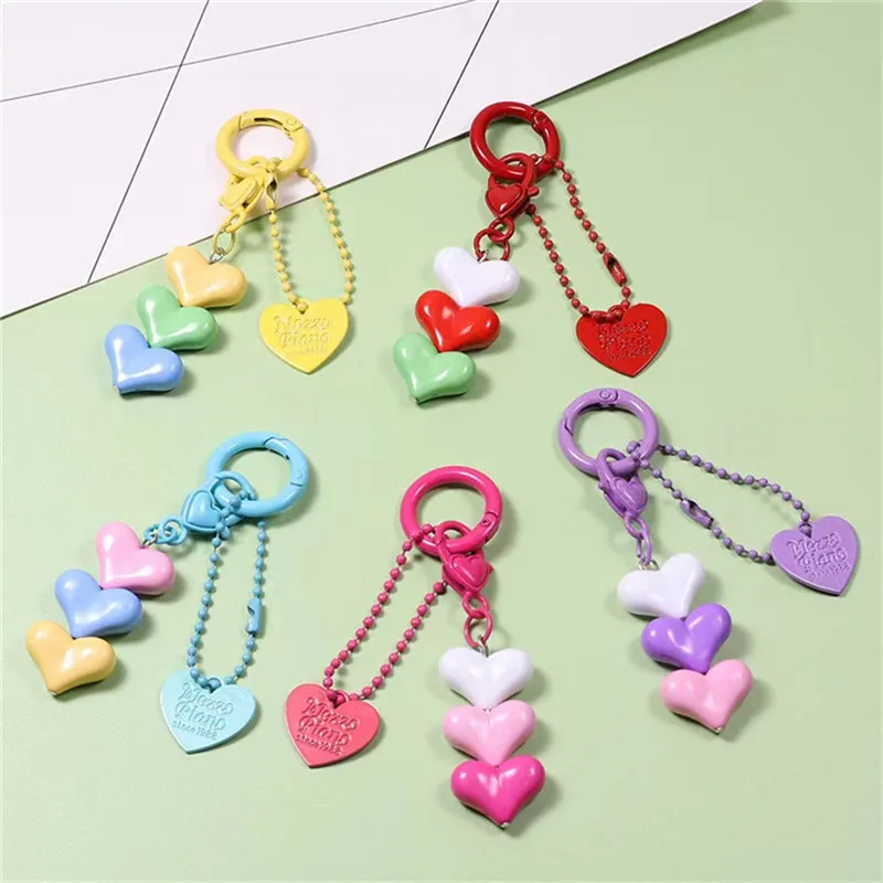 NEW Love Keychain Creative Dazzling Colors Keychain Love Pendant Cute Colorful Peach Heart Bead Accessories Home Car Decoration