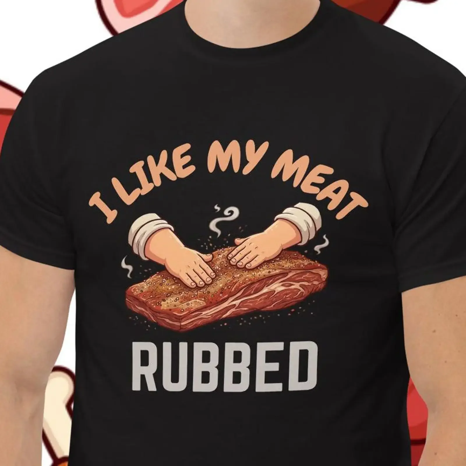 I Like My Meat Rubbed fun t shirt Novelty vintage Washed designer clothes Comfortable Versatile Top For Everyday Wear Soft