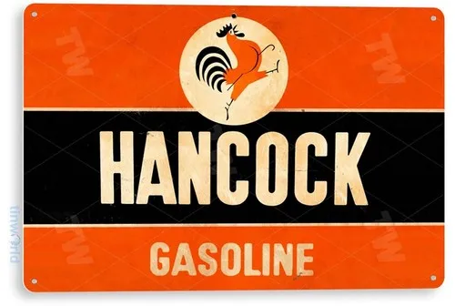 TIN SIGN Hancock Gas Oil Sign, Station, Garage, Auto Shop, Retro Rustic A424 --Tin Sign