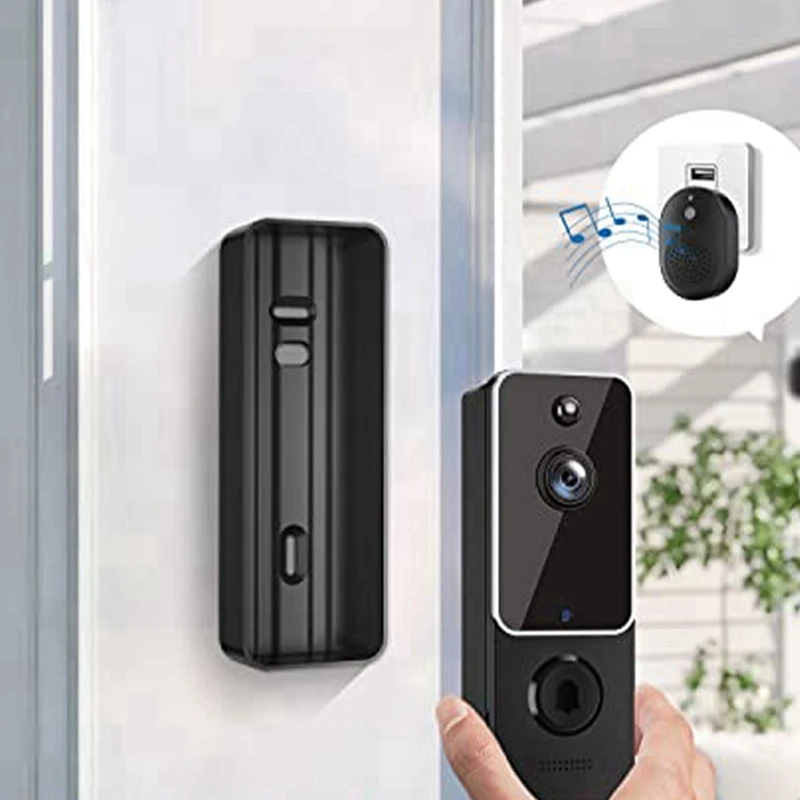 Smart Video Doorbell Camera With Chime Doorbell Camera Black AI Smart Human Detection, Cloud Storage, HD Live Image