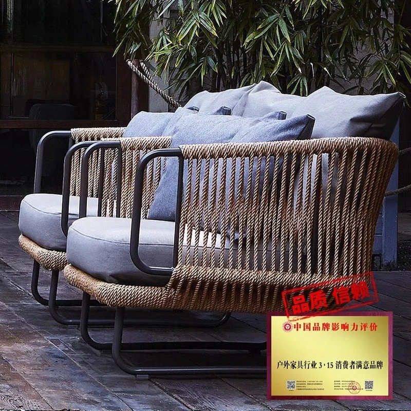

Yuanmao Nordic outdoor tables and chairs courtyard open-air leisure balcony tea table and chair combination rattan outdoor ratta