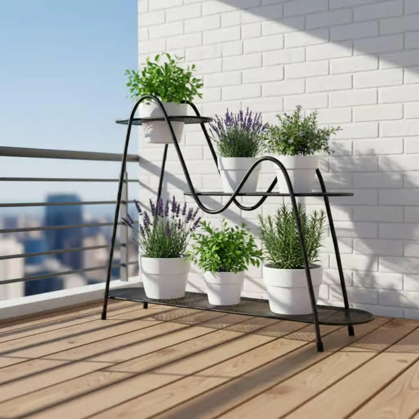 Multi-Tier Plant Stand Rust-Proof Wrought Iron Plant Holder Heavy Duty