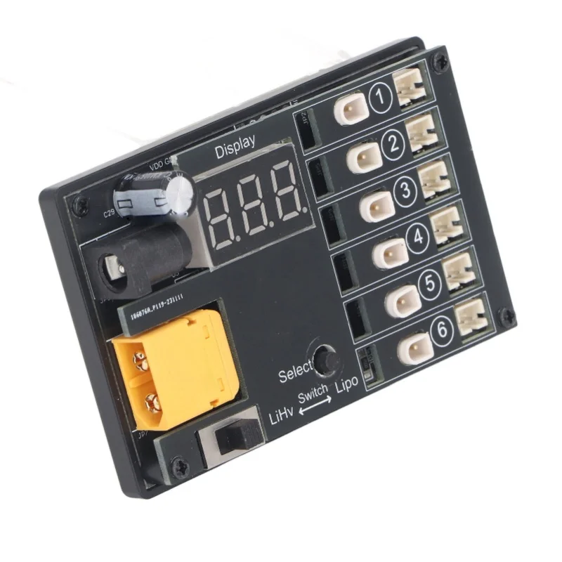 1S Lipo LiHv Charger 6 Port 6 Channel Battery Power Tool Accessories With Low Voltage Input Guard 100-240V US Plug