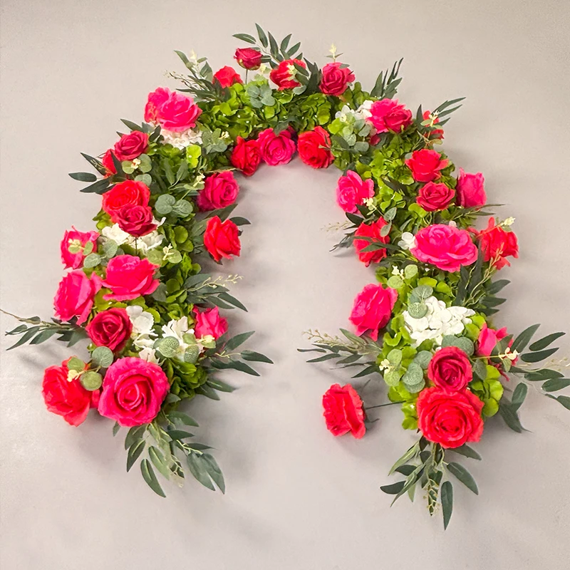

2026 2.4m Rose Artificial Flowers For Wedding Road Guide Decoration Table Runner Flower Row Floral Arrangement Arch Decor Props