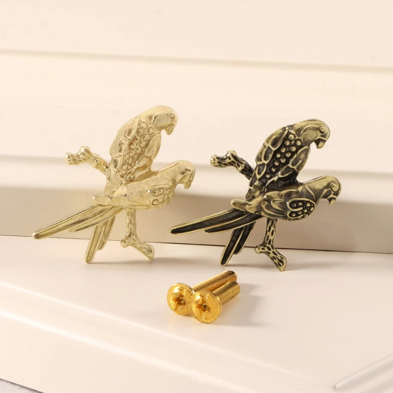 Vintage Birds Creativity Hermit Crab Handles Cabinet Pulls Door Metal Handle Knobs Brass Knobs Decorative Drawers DIY
