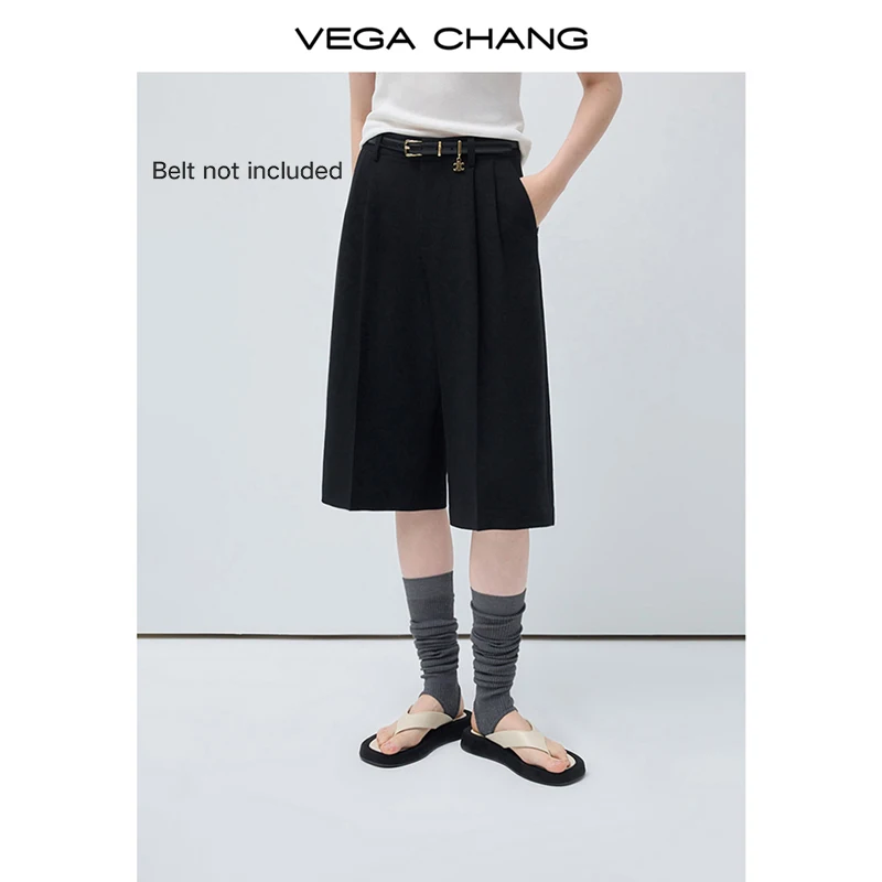 

Новые женские повседневные брюки-шорты Vega Chang с высокой талией и широкими штанинами для весны и осени [ремень в комплект не входит]