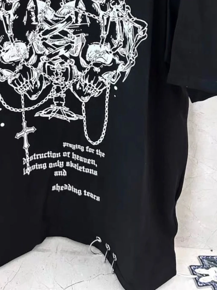 Yabi Hottie Gothic Dark Vintage Tops Subculture Y2k Print Short