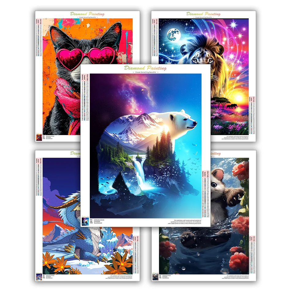 CHENISTORY Diamond Painting Kits For Beginner Animals Diamond Mosaic Rhinestones Stitch Needle Arts Craft Stitch Decoration Home