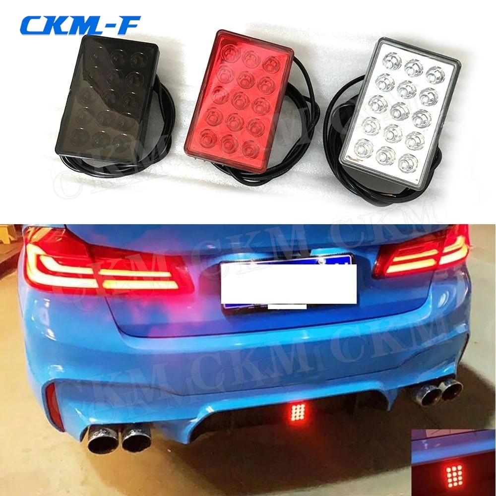 Universal Car Rear Diffuser Spoiler LED Brake Lights Bumper Cover Pilot Lamp For BMW For Benz For VW Red White Black