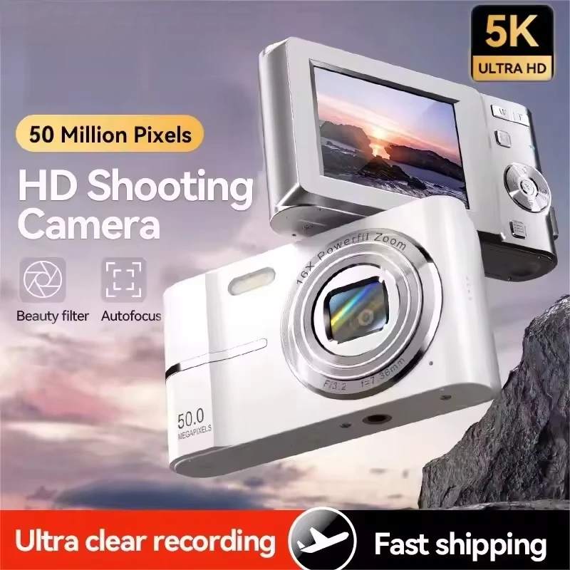 4K CCD Retro Digital Camera Portable Camera 50 Million Pixels Auto Focus Entry-level Camera Dual Camera Flash Student CCD