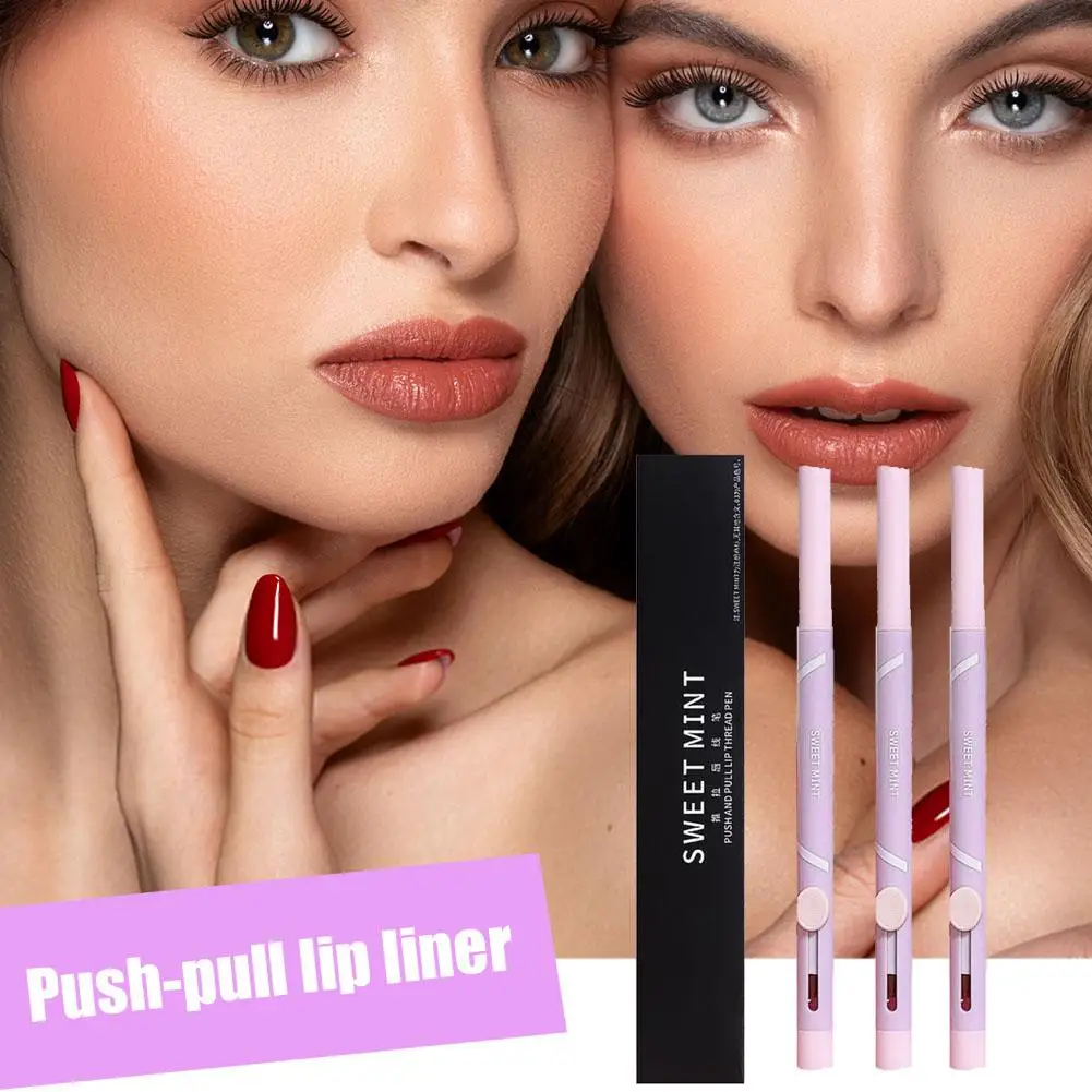 Neue Lip Liner Stift Matte Push Und Pull Lippen Bleistift Langlebig Doppel-ended Liner Braun Lippenstift Form Umriss samt Rot Na O2M2
