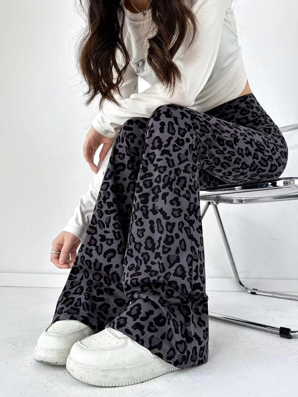 Retro Sexy Leopart Damenhose mit hoher Taille, Schlaghose, Yoga-Pilates-Leggings, Damen Y2K Ästhetische Hose, Bell Bottoms – Detail 21
