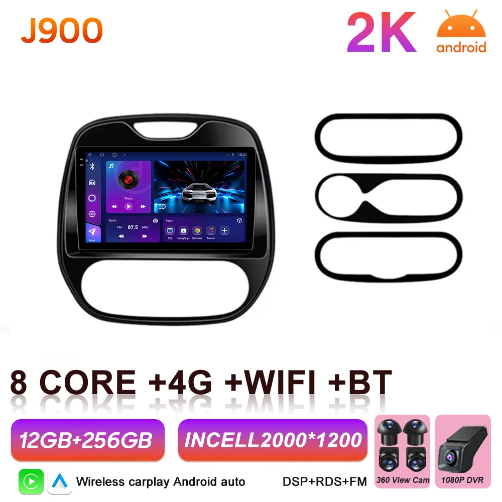 Android 16 Carplay autoradio voor Renault Kaptur Captur Clio Samsung QM3 2013 2014 2015 2016 GPS stereo multimediaspeler BT Wifi