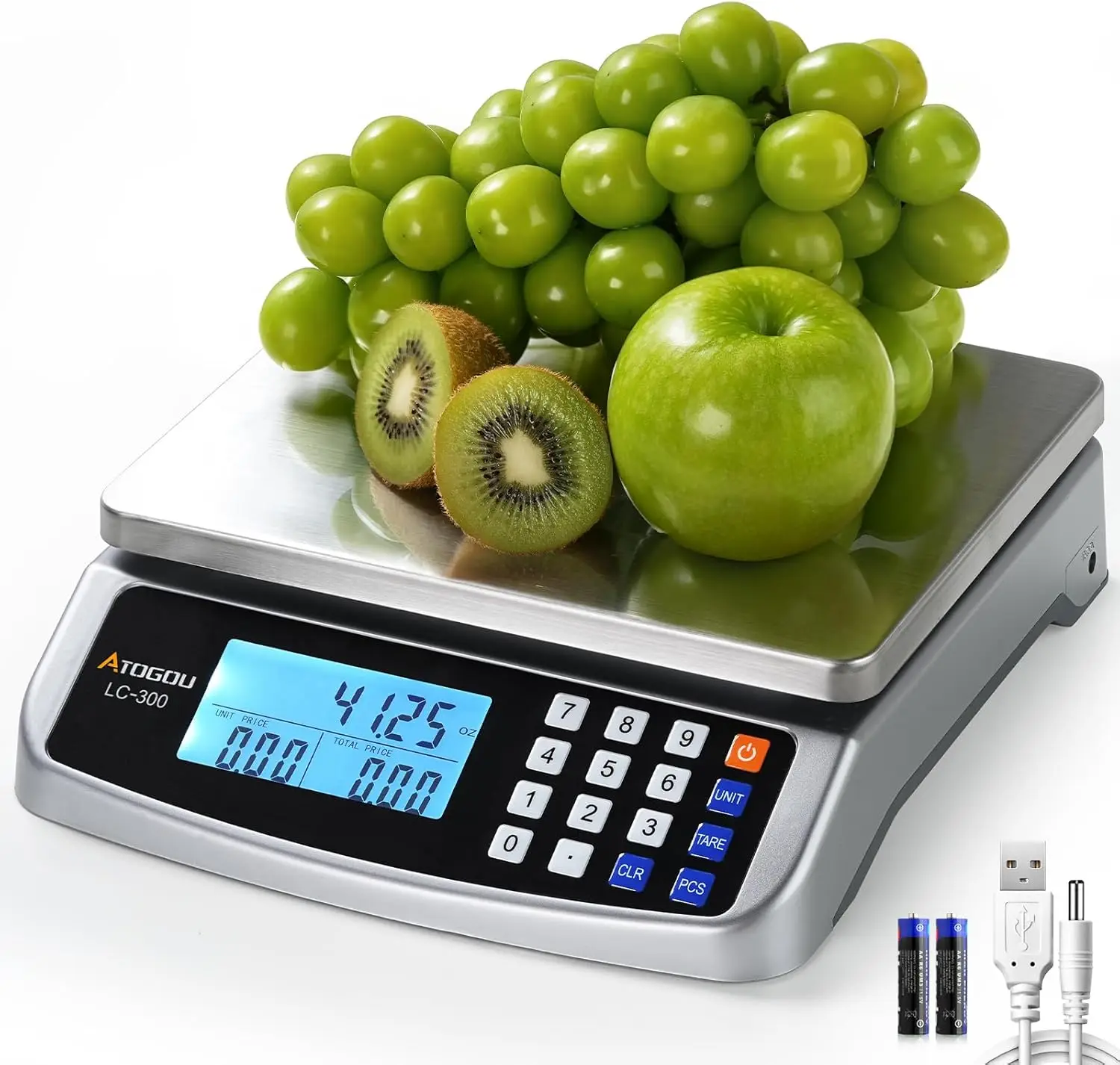 

66lb Commercial Kitchen Scale with Price Computing, Plug-in & Battery Power, 304 Stainless Steel, for Cooking & Industry